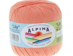 Пряжа ALPINA LILY №015 ярко-персиковая 100% мерсеризованный хлопок 10 шт х 50 гр, 175 м +/- 5 м