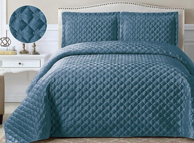 Покрывало с наволочками тонкое из велюра TANGO FRENCH CROWN FC-10 240х260