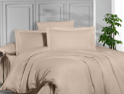 Постельное белье из страйп сатина KARVEN N163-SS-007 KBEJ темно-бежевое 50х70 (2шт), 70х70 (2шт) евро