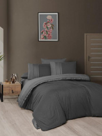 Постельное белье из сатина де люкс KARVEN N044 CHACKERS DUET ANTRACI 50х70 (2шт), 70х70 (2шт) евро