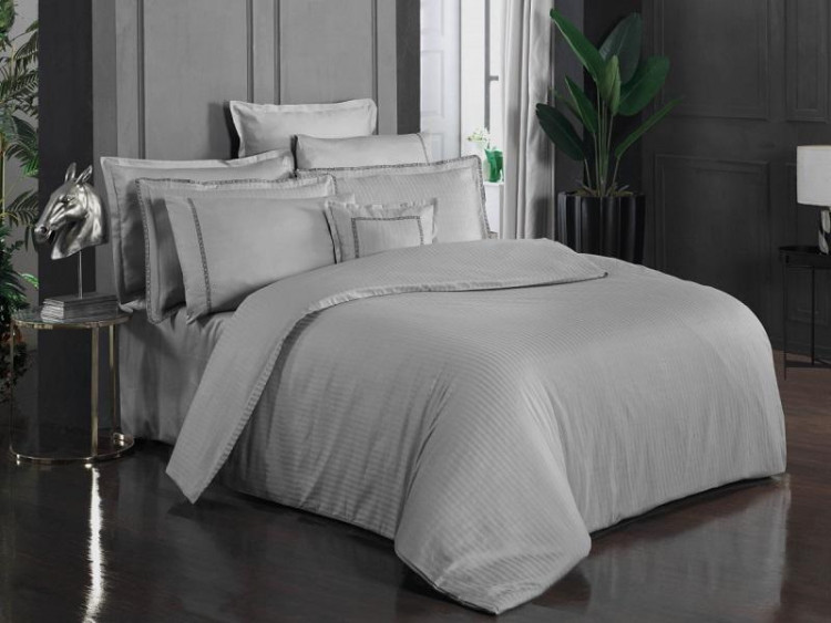 Постельное белье из страйп-сатина де люкс SAREV SPORT CHIC 260TC N304 JACQUARD STRIPE V3-GRI 50х70 (4шт) евро