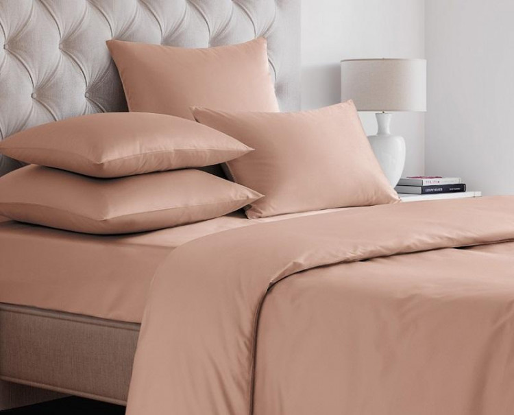 Простыня на резинке из сатина SAILID SL-16-90 персиковая 90х200х25