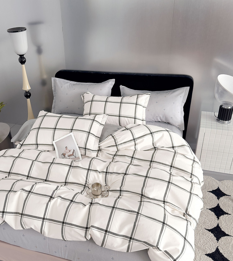 Постельное белье из твил-сатина TANGO клетка 50х70 (2шт) 2-спальное