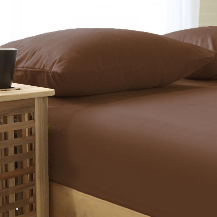 Простыня однотонная сатиновая TANGO SOHO BS2426-402 шоколадная 240х260