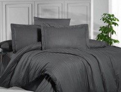 Постельное белье из страйп сатина KARVEN N163-SS-006 ANTRASIT антрацит 50х70 (2шт), 70х70 (2шт) евро