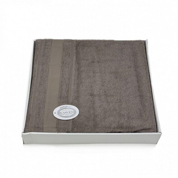 Плед из хлопка махровый KARVEN P956 ADA V5 серо-бежевый 160х220