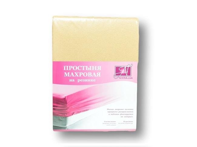 Простыня махровая на резинке АЛЬВИТЕК бежевая 180х200