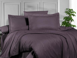 Постельное белье из страйп сатина KARVEN N163-SS-011 KMURDUM темно-лиловое 50х70 (2шт), 70х70 (2шт) евро
