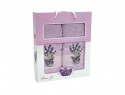 Набор полотенец махровых хлопковых KARVEN HS1610 LAVANTA KELEBEK V3 светло-сиреневый 50х90 (1шт), 70х140 (1шт)