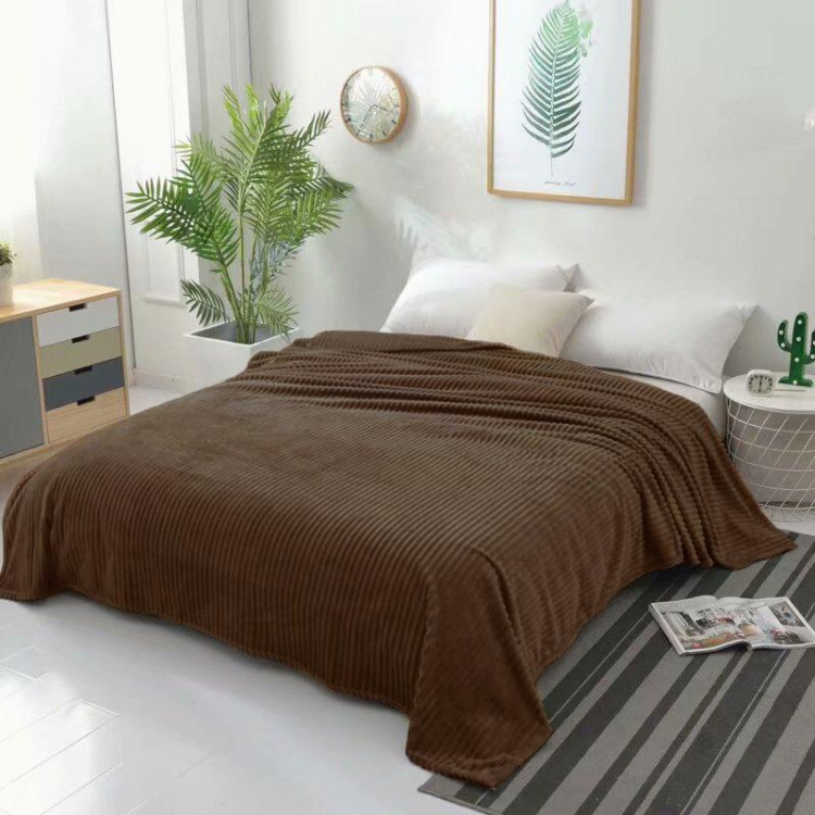 Плед однотонный фланелевый TANGO STRIPE ST-7 коричневый 150х200