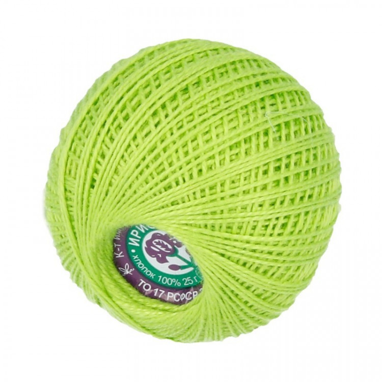 Пряжа СПБ ИРИС №4706 ярко-салатовая 100% мерсеризованный хлопок 20 шт х 25 гр, 150 м