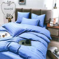 Постельное белье из страйп-сатина ПАНДОРА голубое 1,5-спальное