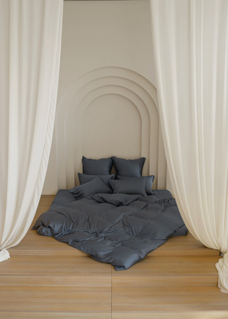 Постельное белье с простыней на резинке 160х200 GERMAN GRASS GREY BRILLIANT GRASS 50х70 (2шт), 70х70 (2шт) евро