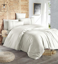 Постельное белье из DELUXE ранфорса KARVEN N028 GALA KREM 50х70 (2шт) 1,5-спальное