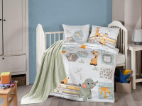 Постельное белье для малышей из сатина с пледом KARVEN 3D DIGITAL D040 SAFARI BABY
