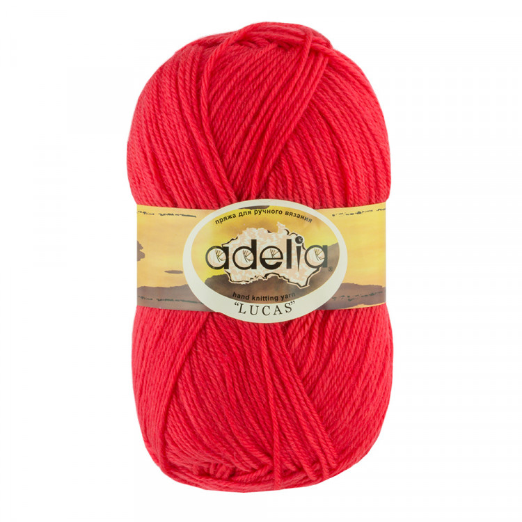 Пряжа ADELIA LUCAS №24 светло-красная 70% шерсть, 30% акрил, 5 шт х 100 гр, 218 м +/- 10 м