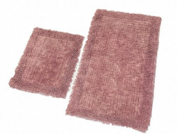 Набор ковриков для ванной хлопковый с бахромой KARVEN KV428 EKOSE ESKITME K.M фиолетовый 50х60 (1шт), 60х100 (1шт)