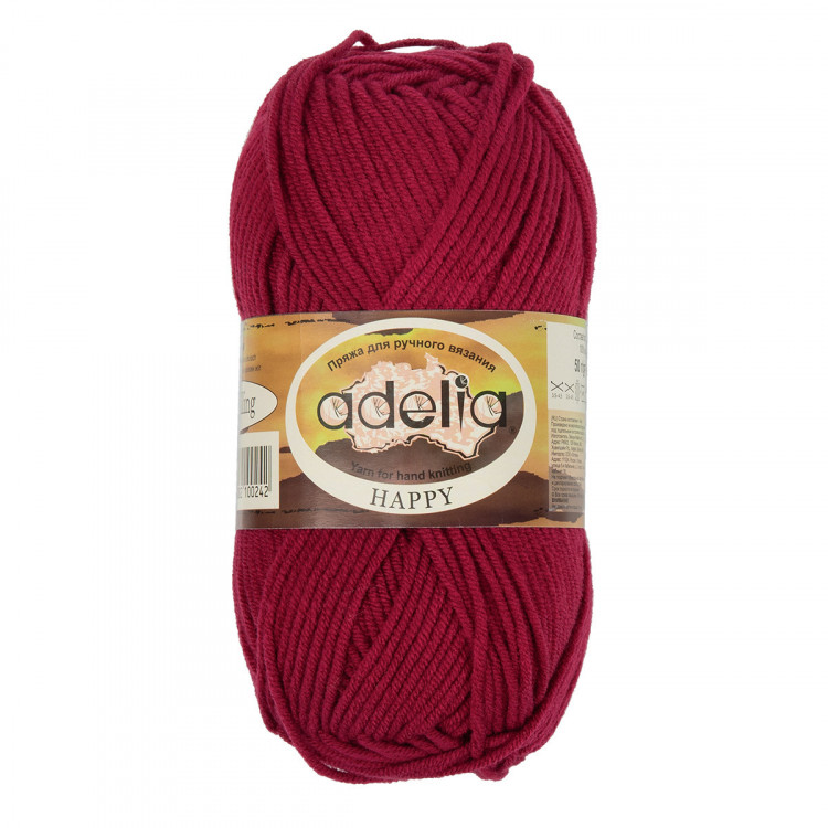 Пряжа ADELIA HAPPY №16 малиновая 100% акрил, 10 шт х 50 гр, 128 м +/- 7 м