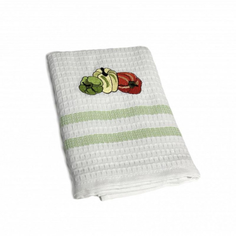 Набор кухонных полотенец вафельных хлопковых KARVEN HM779 ПЕРЕЦ V4 салатовый 50х75 (12шт)