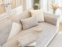 Набор накидок на диван из велюра TANGO SOFA бежевый 90х160 (2шт)