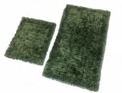 Набор ковриков для ванной хлопковый с бахромой KARVEN KV428 EKOSE ESKITME K.M хаки 50х60 (1шт), 60х100 (1шт)