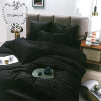 Постельное белье из страйп-сатина ПАНДОРА черное евро