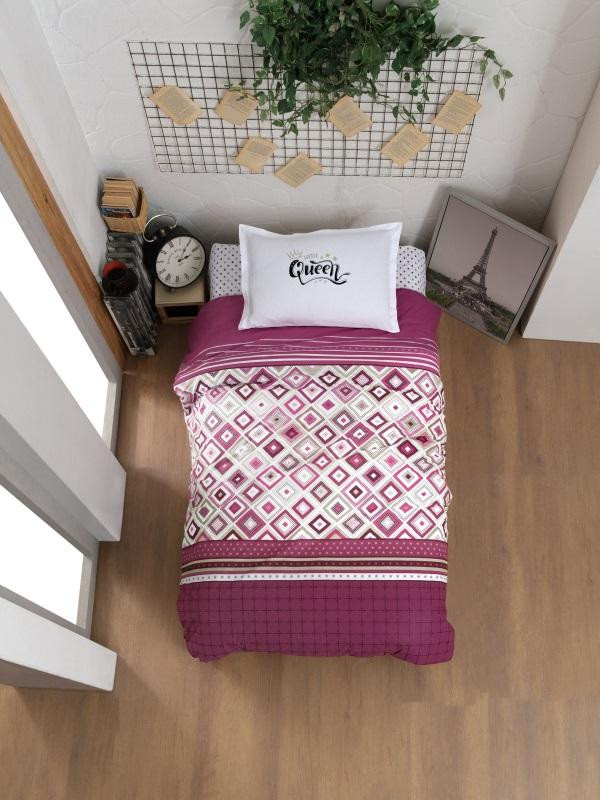 Постельное белье подростковое из ранфорса KARVEN YOUNG STYLE N022/1 LITTLE QUEEN PINK 50х70 (1шт), 70х70 (1шт)