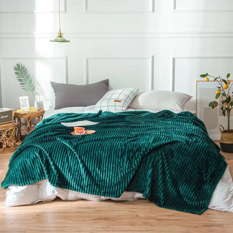 Плед однотонный фланелевый TANGO STRIPE ST-17 изумрудный 150х200