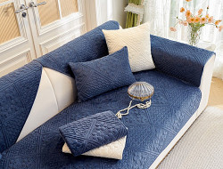 Набор накидок на диван из велюра TANGO SOFA синий 90х160 (2шт)