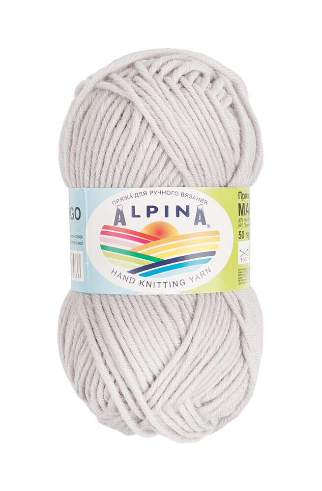 Пряжа ALPINA MARGO №20 светло-серая 100% мериносовая шерсть 10 шт х 50 гр, 75 м +/- 4 м