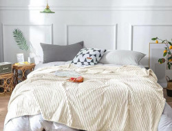 Плед однотонный фланелевый TANGO STRIPE ST-9 кремовый 150х200