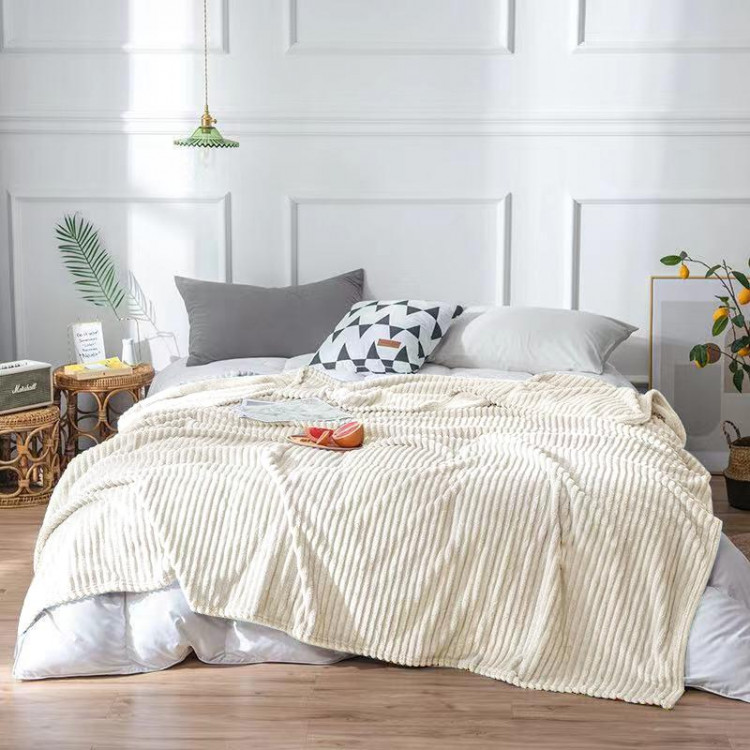 Плед однотонный фланелевый TANGO STRIPE ST-9 кремовый 150х200