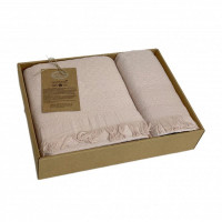 Набор полотенец махровых хлопковых KARVEN HS1720 TROPICAL пудра 50х90 (1шт), 70х140 (1шт)