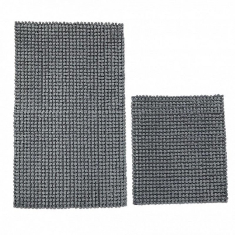 Набор ковриков для ванной хлопковый с микрофайбером KARVEN KV431 MICRO темно-серый 50х60 (1шт), 60х100 (1шт)