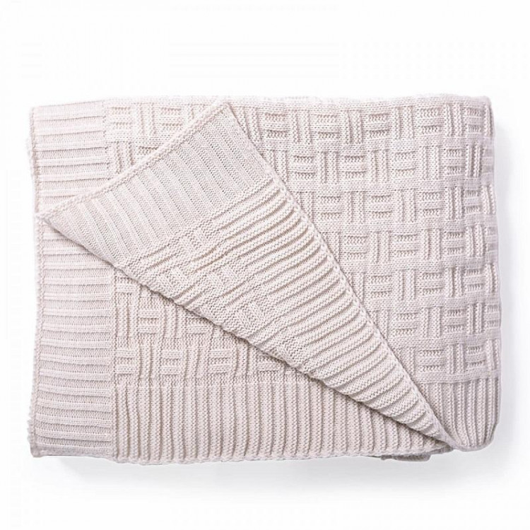 Плед вязаный из акрила BELPOL ШАХМАТЫ лен 130х170