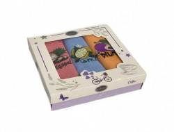 Набор кухонных полотенец вафельных хлопковых KARVEN HM746 ФРУКТЫ V14 40х60 (3шт)