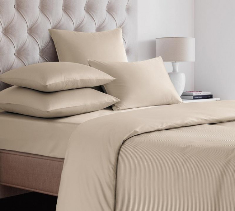 Простыня на резинке из сатина SAILID SL-6-180 бежевая 180х200х25