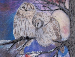 Набор для вышивания PANNA Живая картина JK-2111 СОВЫ-СПЛЕТНИЦЫ 18х25,5