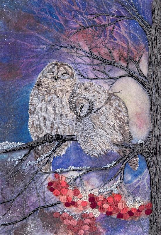 Набор для вышивания PANNA Живая картина JK-2111 СОВЫ-СПЛЕТНИЦЫ 18х25,5