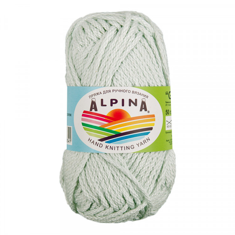 Пряжа ALPINA GARRY №08 топаз (светло-голубая) 100% мерсеризованный хлопок 10 шт х 50 гр, 50 м +/- 2 м