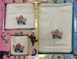 Набор детских полотенец LOVIN HOME МАША И МЕДВЕДЬ ЦВЕТЫ 30х50 (1шт), 50х90 (1шт), 70х140 (1шт)