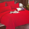 Постельное белье на резинке из страйп-сатина ПАНДОРА темно-красное евро