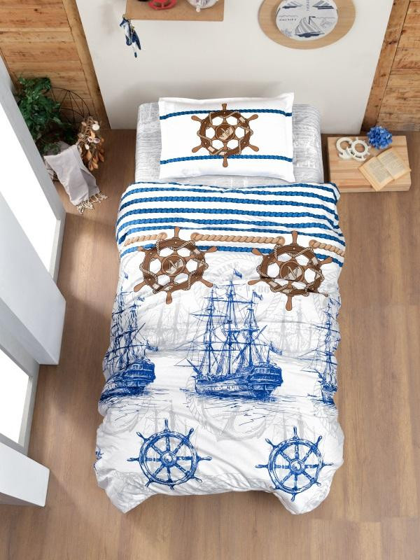 Постельное белье подростковое из ранфорса KARVEN YOUNG STYLE N022/1 MARINA BLUE V-1 50х70 (1шт), 70х70 (1шт)