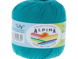 Пряжа ALPINA LILY №139 бирюзовая 100% мерсеризованный хлопок 10 шт х 50 гр, 175 м +/- 5 м