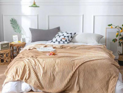 Плед однотонный фланелевый TANGO STRIPE ST-15 бежевый 200х220