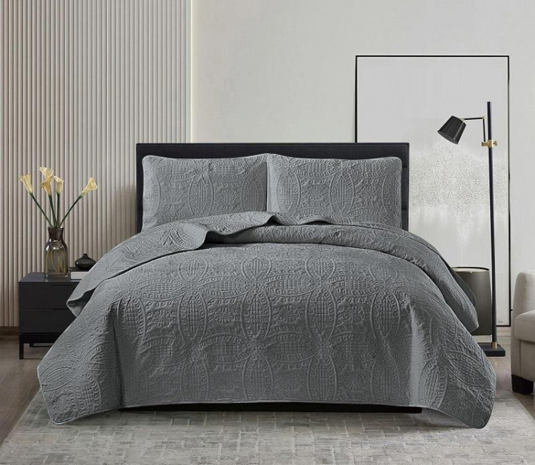 Покрывало тонкое велюровое TANGO CASABLANCA темно-серое 180х240