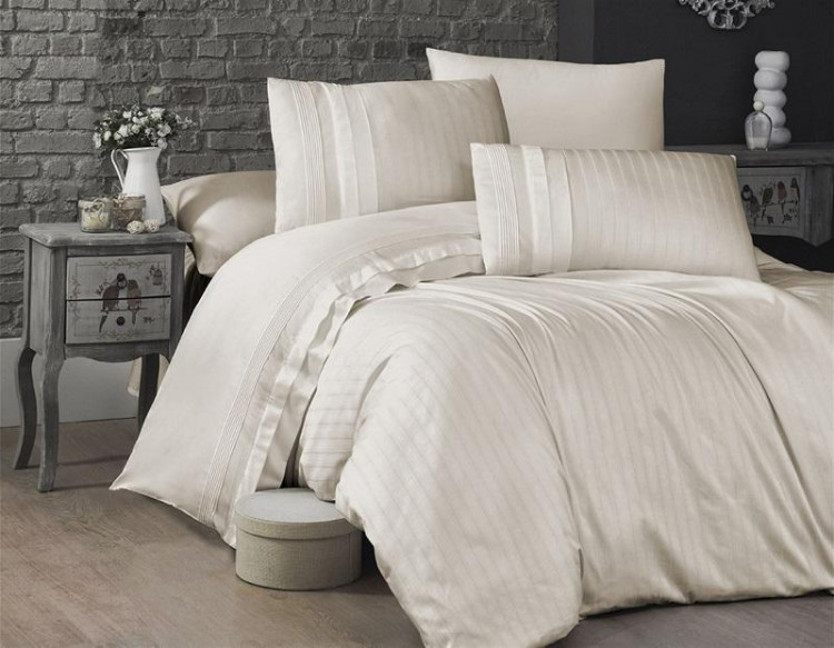 Постельное белье из сатина де люкс KARVEN N044 NEW TREND CREAM 50х70 (2шт), 70х70 (2шт) евро