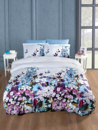 Постельное белье из страйп сатина с цветным принтом KARVEN N250-SB007 50х70 (2шт), 70х70 (2шт) евро