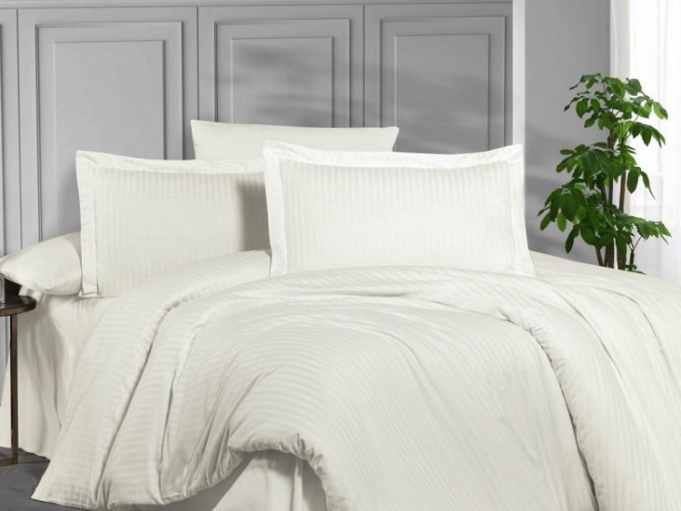 Постельное белье из страйп сатина KARVEN N163-SS-015 KREM кремовый 50х70 (2шт), 70х70 (2шт) евро