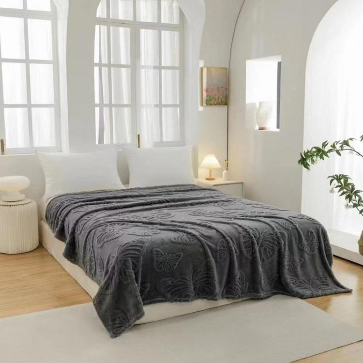 Плед из микрофибры TANGO БАБОЧКИ темно-серый 150х200